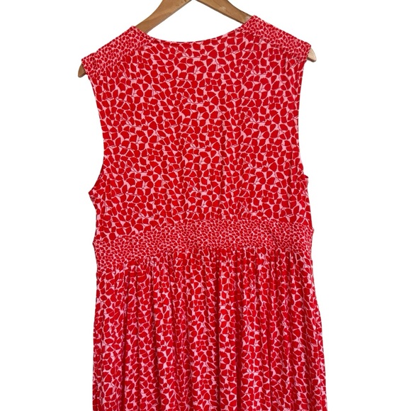 Boden Thea Sleeveless Midi Dress Red Pink Floral 12 - Picture 9 of 9